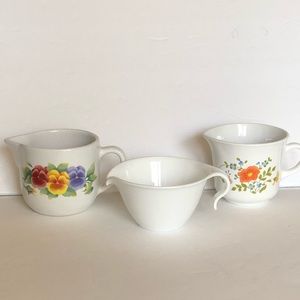 3 Vintage Corelle Jay Imports Creamers Summer Blush Wild Flower Winter Frost